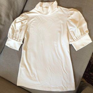 Ann Taylor Puff Sleeve Mock Next Top Size XS Cream